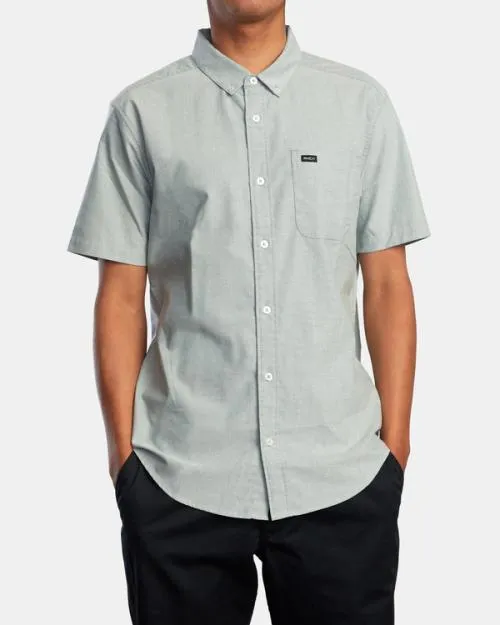 Rvca That039ll Do Stretch Short Sleeve Shirt Balsam Green Men Shirts and Flannels