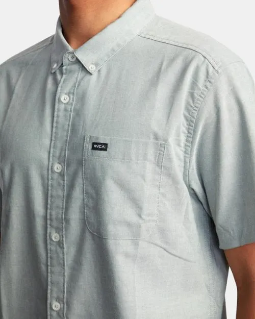 Rvca That039ll Do Stretch Short Sleeve Shirt Balsam Green Men Shirts and Flannels