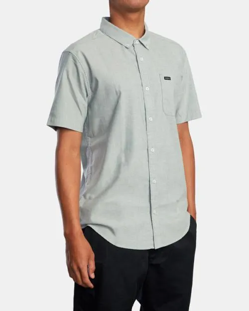 Rvca That039ll Do Stretch Short Sleeve Shirt Balsam Green Men Shirts and Flannels