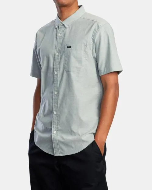 Rvca That039ll Do Stretch Short Sleeve Shirt Balsam Green Men Shirts and Flannels