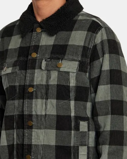 Rvca Waylon Corduroy Trucker Jacket Aloe Men Jackets