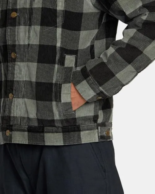 Rvca Waylon Corduroy Trucker Jacket Aloe Men Jackets