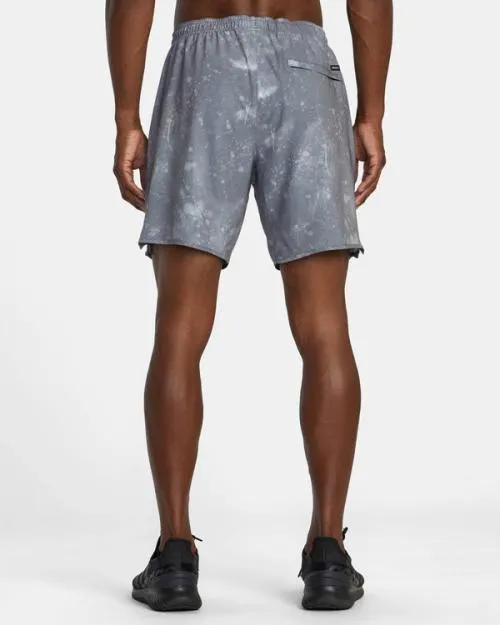 Rvca Yogger Stretch Elastic Waist Shorts 17034 Smoke Bleach Men Athletic Shorts