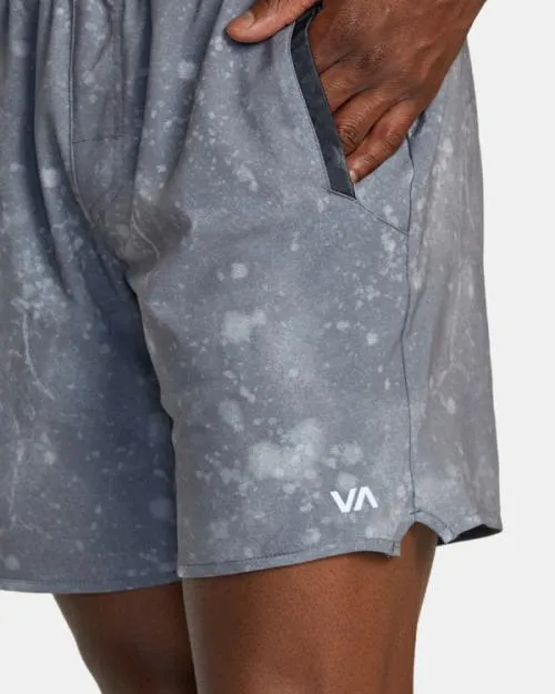 Rvca Yogger Stretch Elastic Waist Shorts 17034 Smoke Bleach Men Athletic Shorts