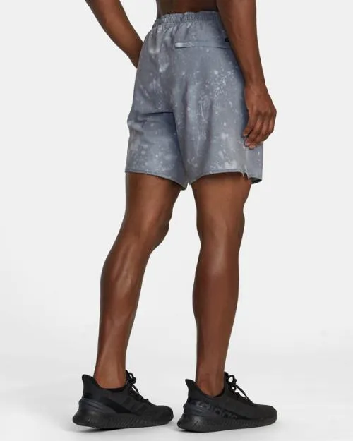 Rvca Yogger Stretch Elastic Waist Shorts 17034 Smoke Bleach Men Athletic Shorts