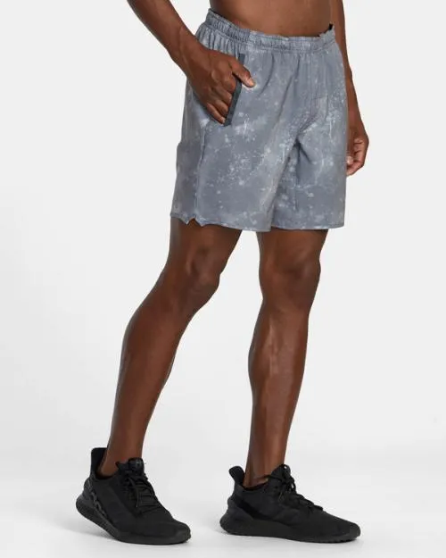 Rvca Yogger Stretch Elastic Waist Shorts 17034 Smoke Bleach Men Athletic Shorts