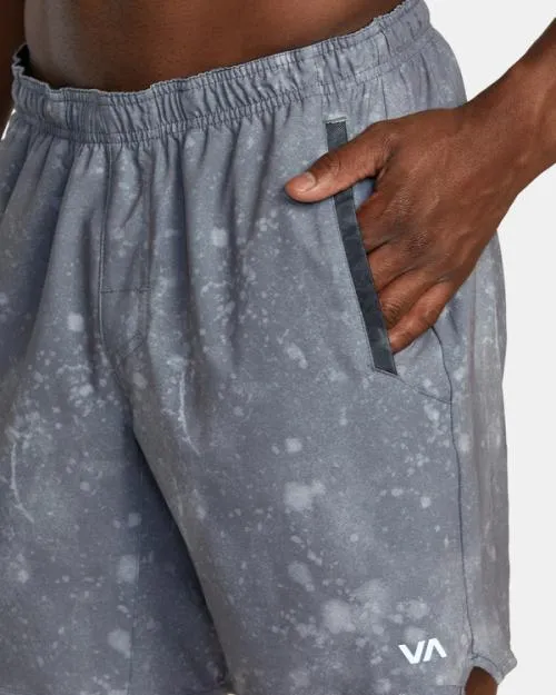 Rvca Yogger Stretch Elastic Waist Shorts 17034 Smoke Bleach Men Athletic Shorts
