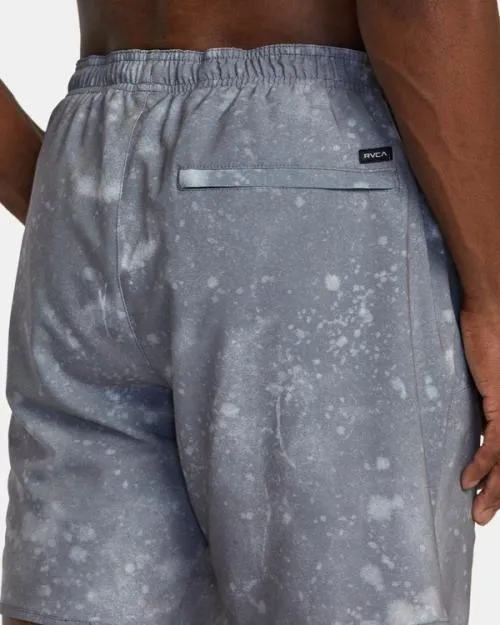 Rvca Yogger Stretch Elastic Waist Shorts 17034 Smoke Bleach Men Athletic Shorts