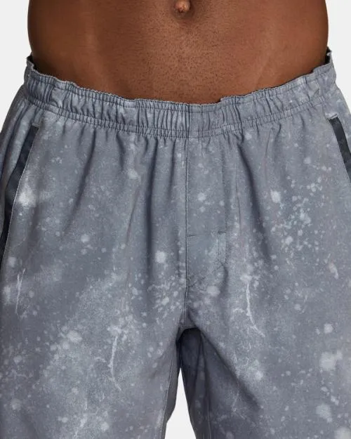 Rvca Yogger Stretch Elastic Waist Shorts 17034 Smoke Bleach Men Athletic Shorts