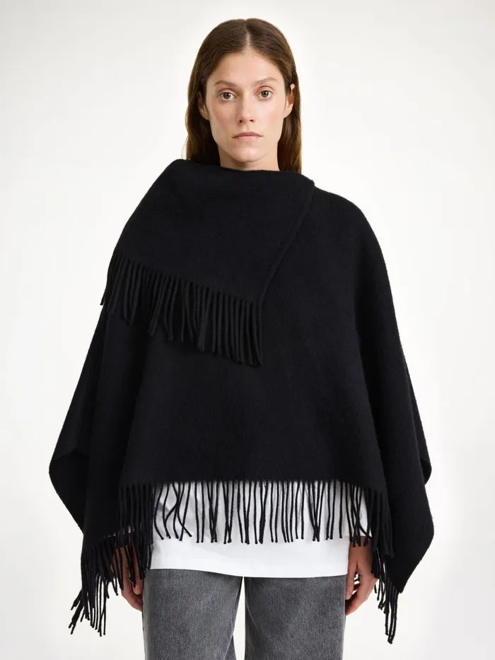 Scarves Women By Malene Birger Turtma Wool Poncho Black