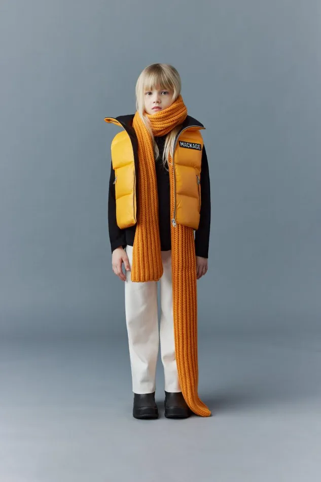 Scarves Women Mackage NELL Rectangular Merino Wool Scarf Flame