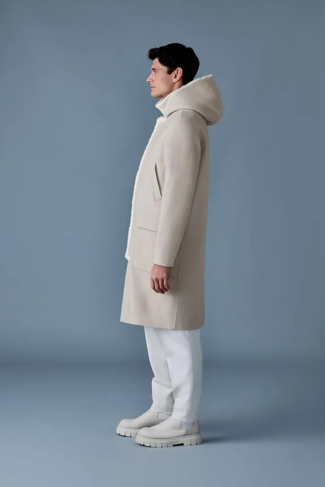 Shearling Jackets Men Mackage ABRAHAM Heavy Double Face Wool Long Hooded Coat Trenchnatural Shearling Jackets Men Mackage ABRAHAM Heavy Double Face Wool Long Hooded Coat Trenchnatural