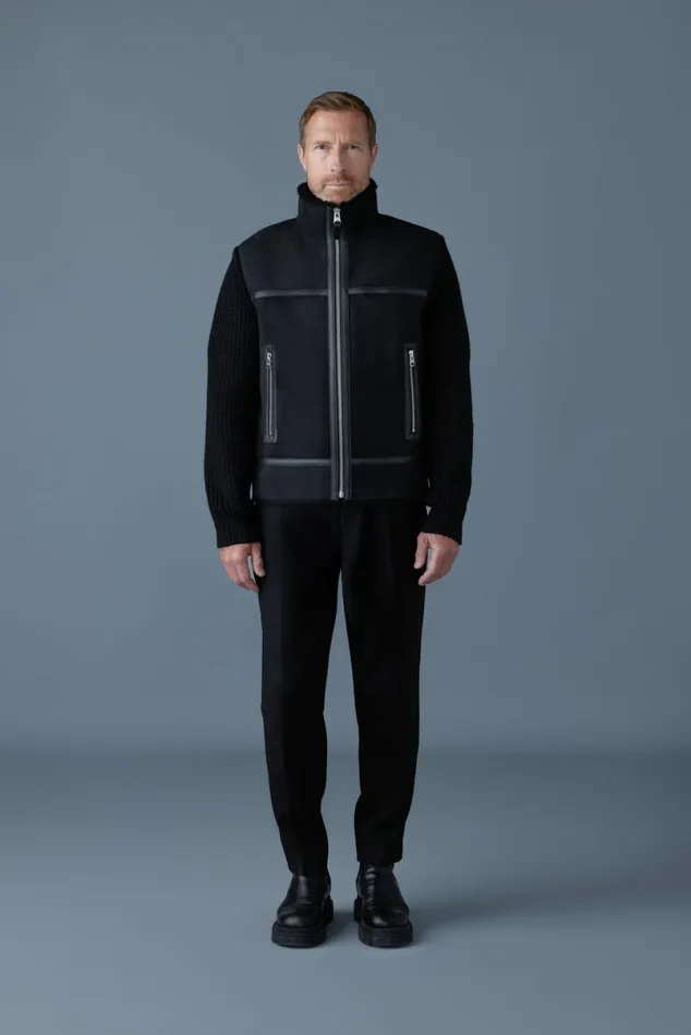 Shearling Jackets Men Mackage JONATHAN Mixedmedia Shearling Jacket Black Shearling Jackets Men Mackage JONATHAN Mixedmedia Shearling Jacket Black
