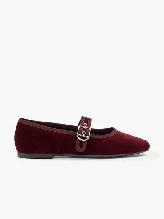 Shoes Lisa Says Gah Women Jolin Velvet Ballet Flat Cherry
