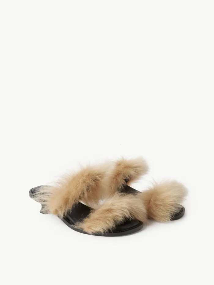 Shoes Women By Malene Birger Tianna Shearling Sandals Old Beige Shoes Women By Malene Birger Tianna Shearling Sandals Old Beige