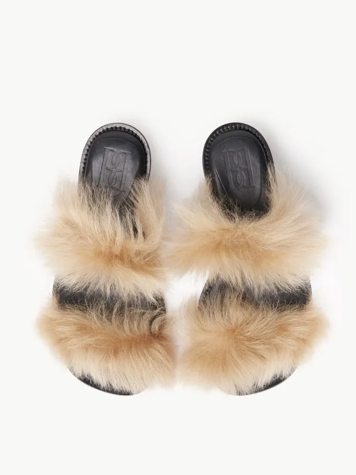 Shoes Women By Malene Birger Tianna Shearling Sandals Old Beige Shoes Women By Malene Birger Tianna Shearling Sandals Old Beige