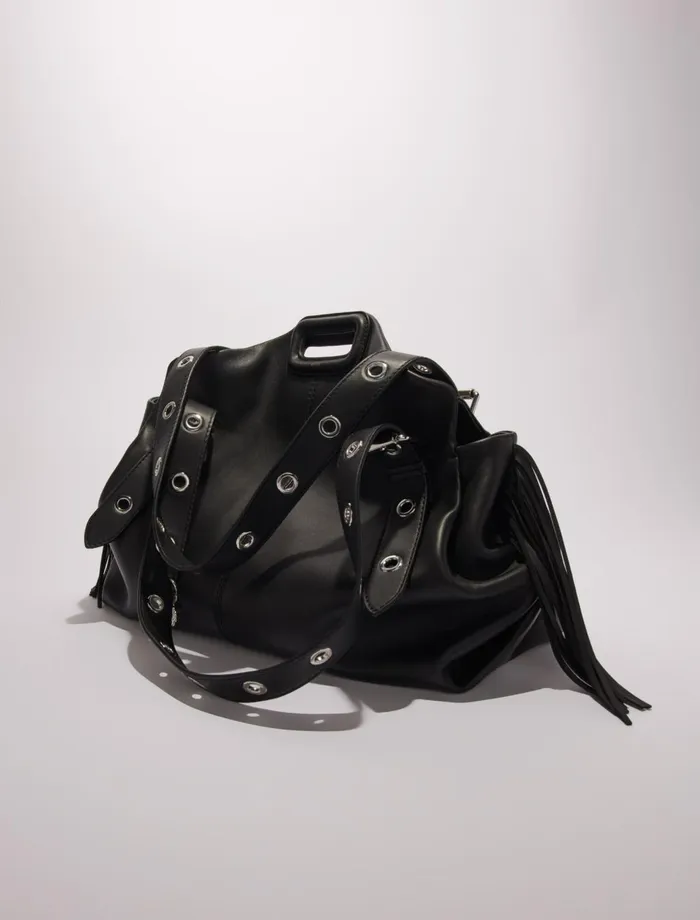 Shoulder Bags Women Maje Plain Leather Miss M Xl Bag Black