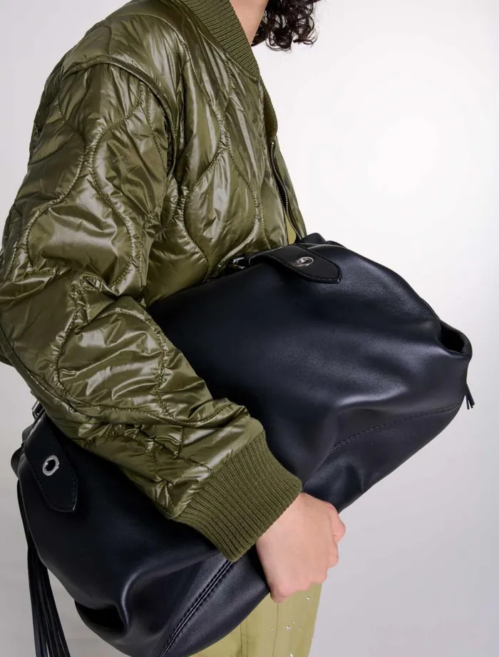 Shoulder Bags Women Maje Plain Leather Miss M Xl Bag Black