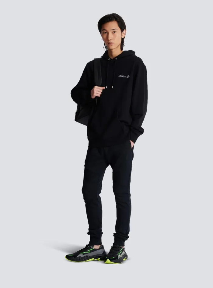 Signature Hoodie Black Men Balmain Sweatshirts