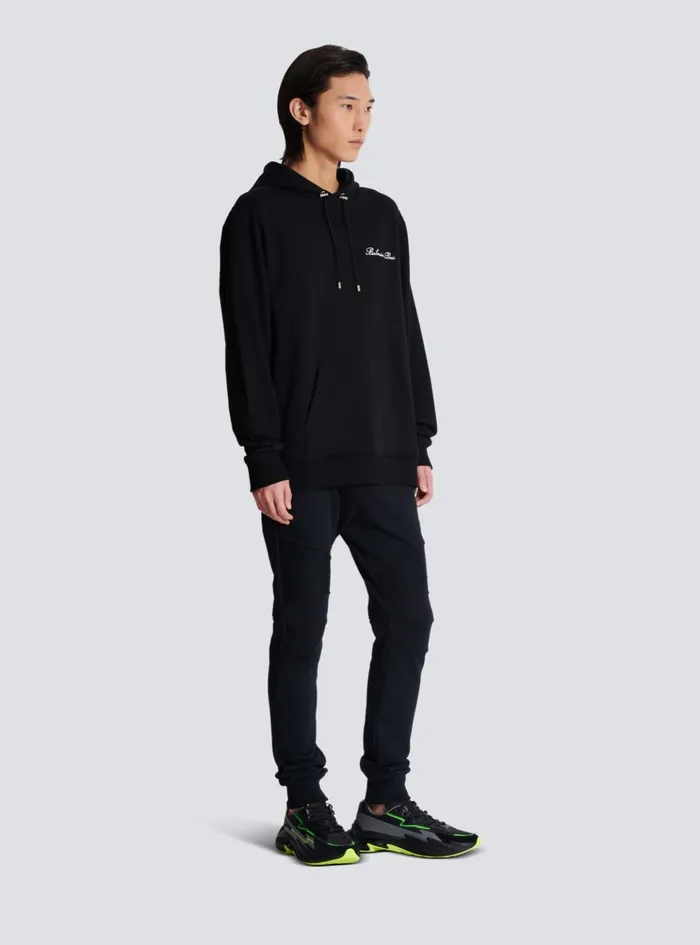 Signature Hoodie Black Men Balmain Sweatshirts
