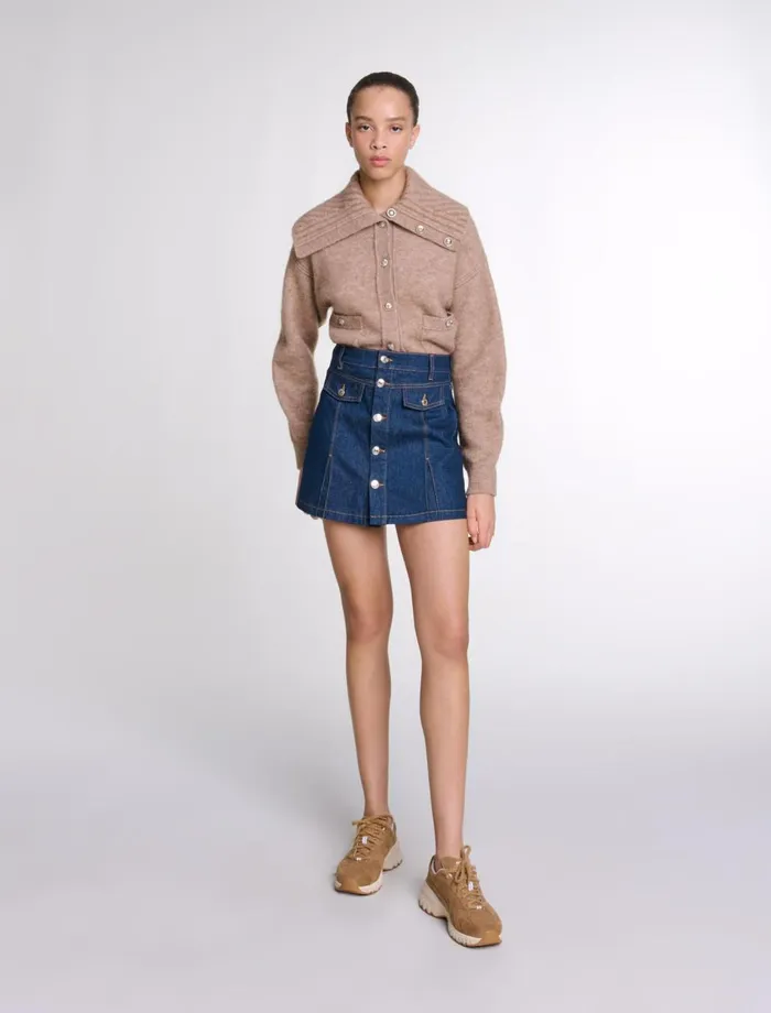 Skirts and Shorts Women Maje Denim Skort Dark Blue