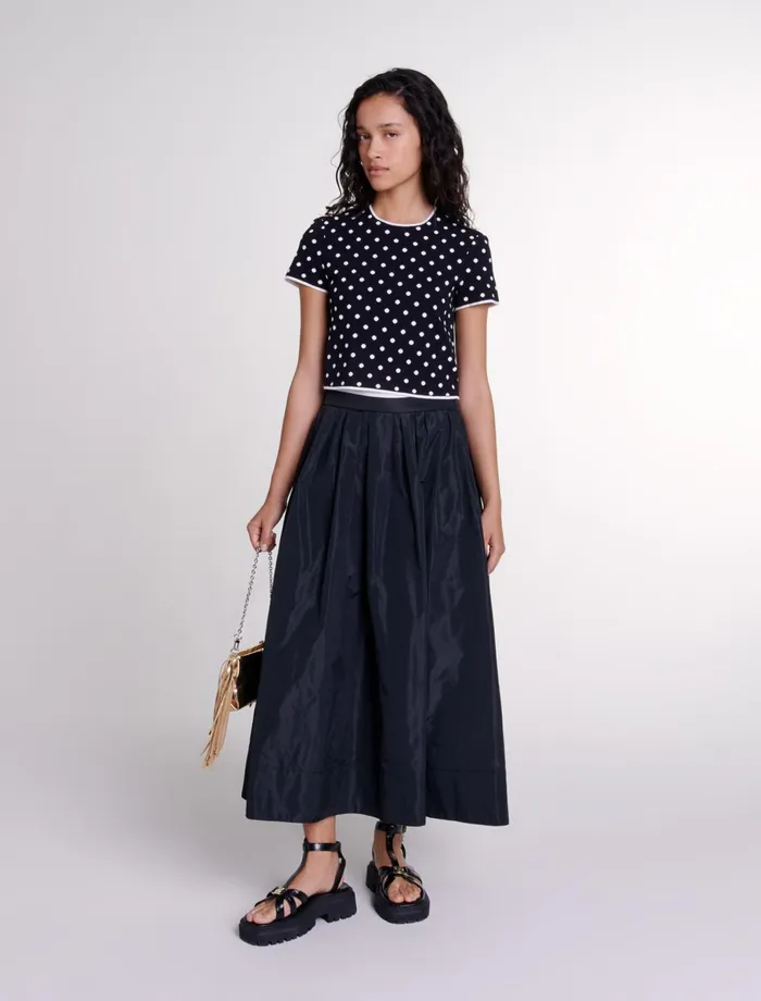 Skirts and Shorts Women Maje Long Skirt With Contrast Waistband Black