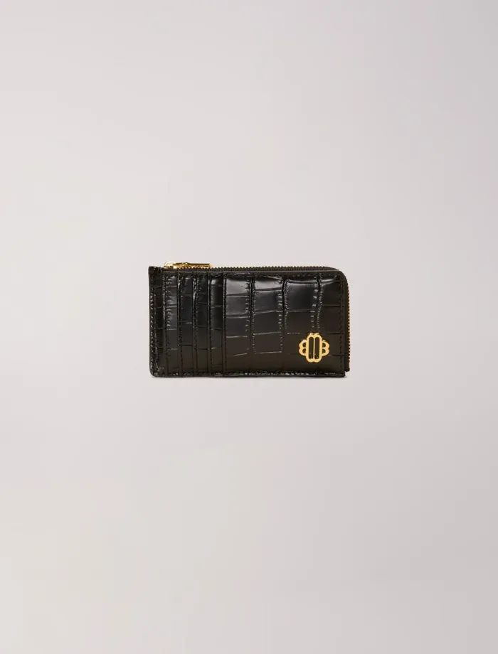Small Leather Goods Women Maje LeatherCard Case Black