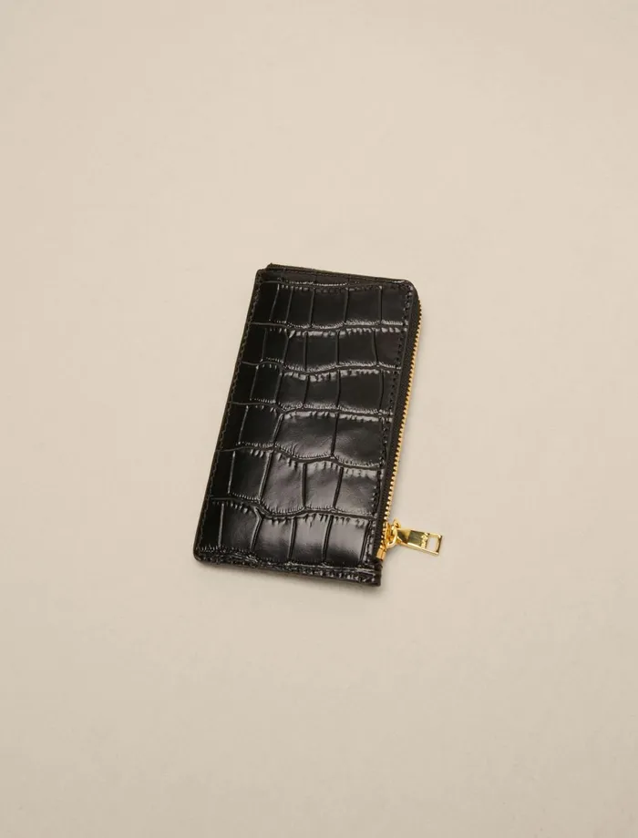 Small Leather Goods Women Maje LeatherCard Case Black