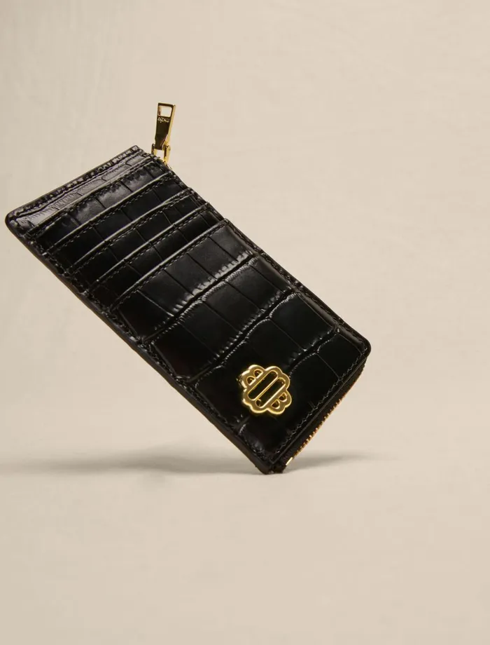 Small Leather Goods Women Maje LeatherCard Case Black