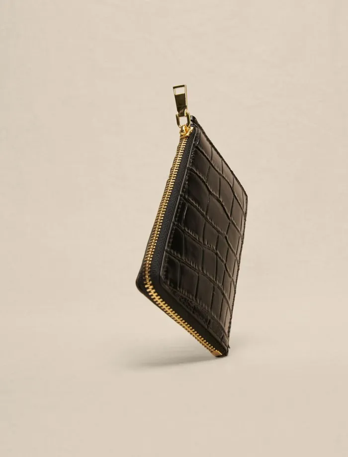 Small Leather Goods Women Maje LeatherCard Case Black
