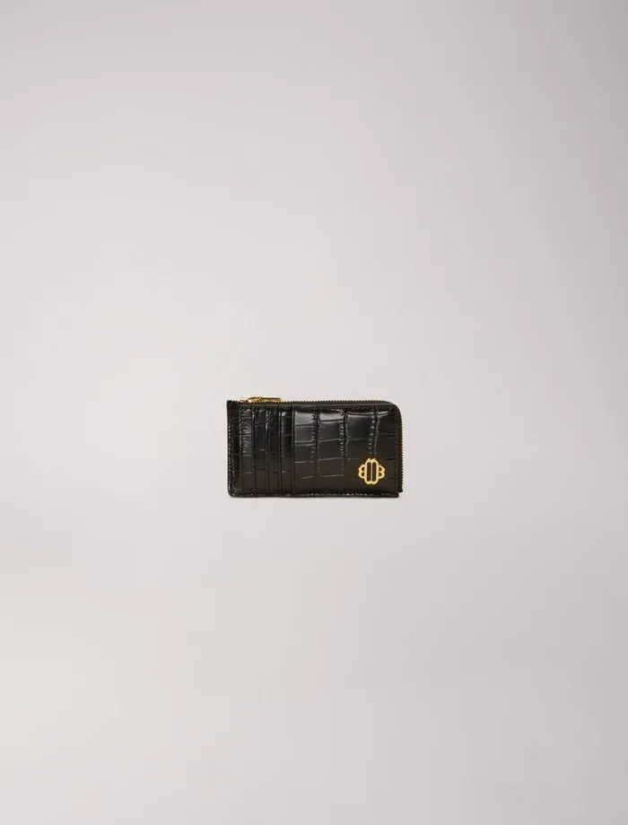 Small Leather Goods Women Maje LeatherCard Case Black