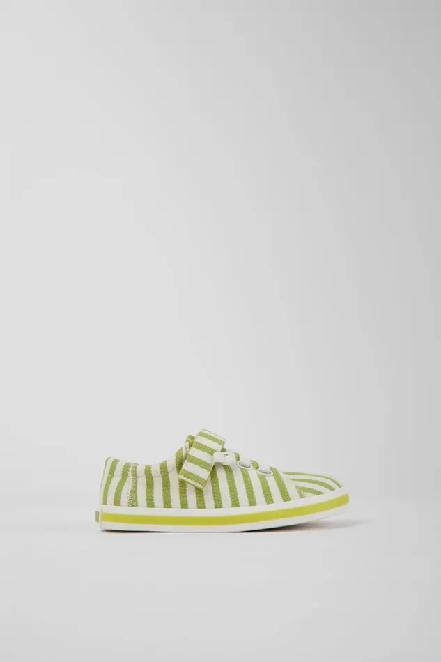 Sneakers Kids Camper Peu Rambla Green And White Striped Recycled Cotton Shoes