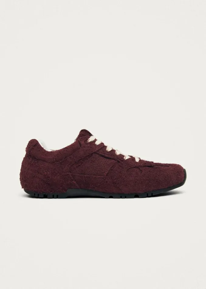 Sneakers WomenMen ALOHAS Tb56 Suede Fuzzy Burgundy