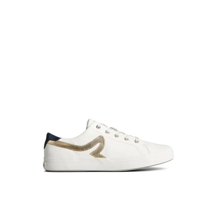 Sperry Sandy Leather Metallic Sneaker White Leather Smooth Women Sneakers