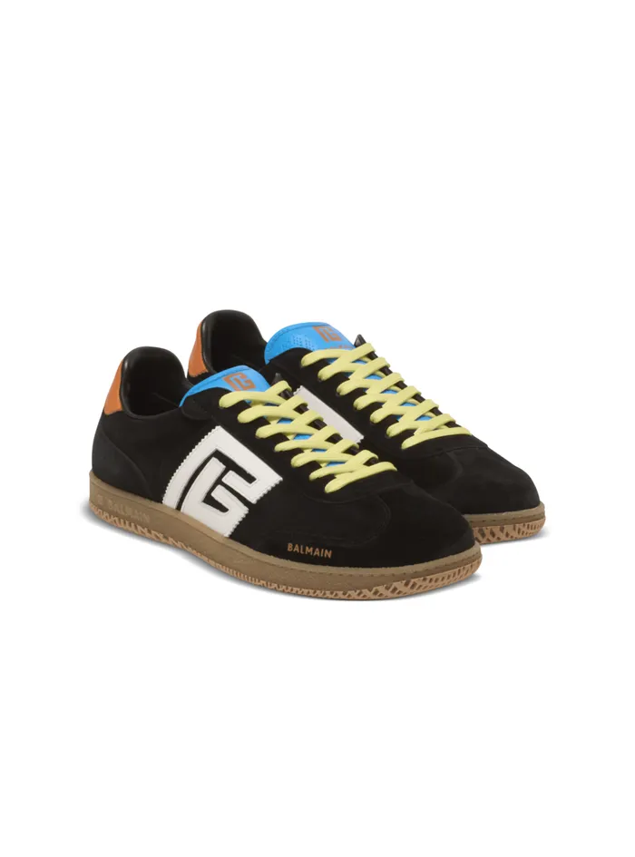 Swan Sneakers In Calfskin And Suede Multicolor Men Balmain Sneakers
