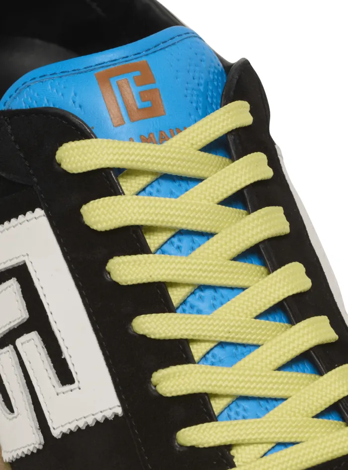 Swan Sneakers In Calfskin And Suede Multicolor Men Balmain Sneakers
