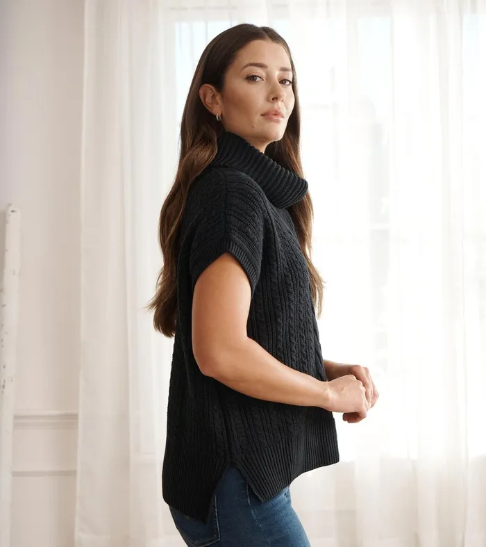 Sweaters Women Hatley Cable Knit Vest 8211 Black Caviar
