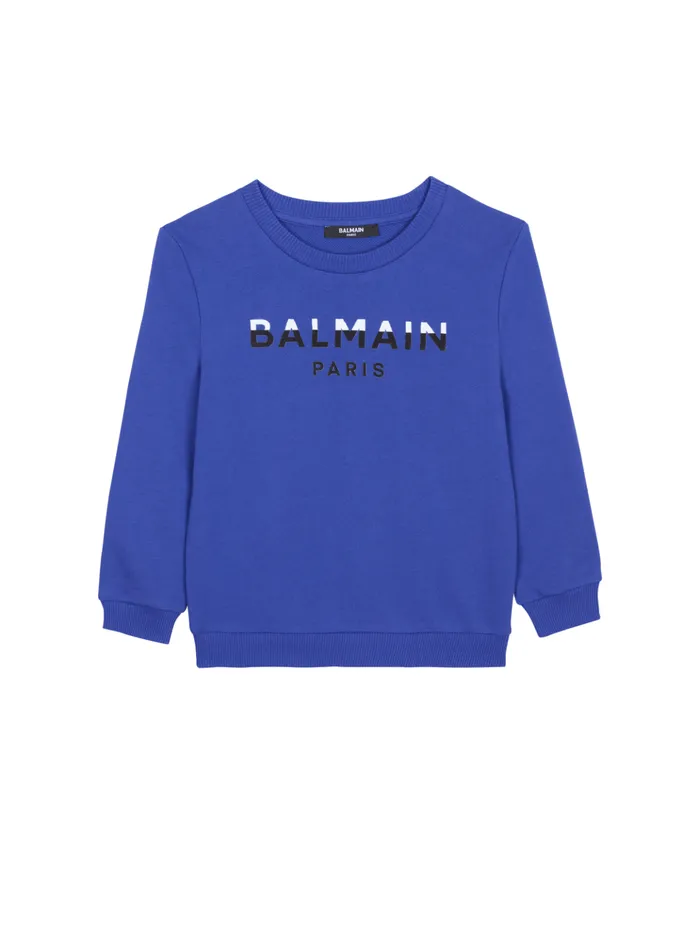 Sweatshirt With Paris Logo Blue Kids Balmain