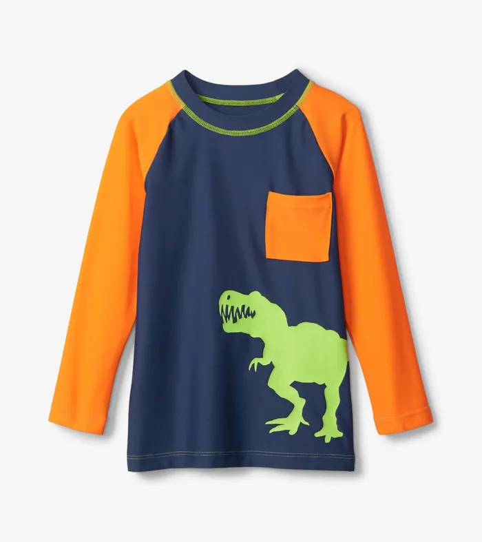 Swimwear Boys Hatley Colourblock Dino Long Sleeve Pocket Rashguard