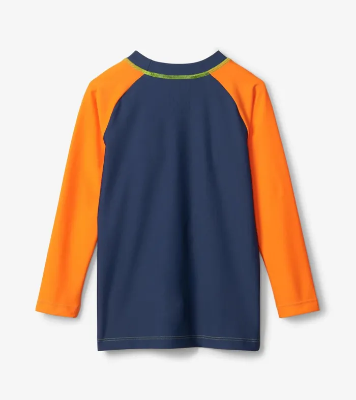 Swimwear Boys Hatley Colourblock Dino Long Sleeve Pocket Rashguard