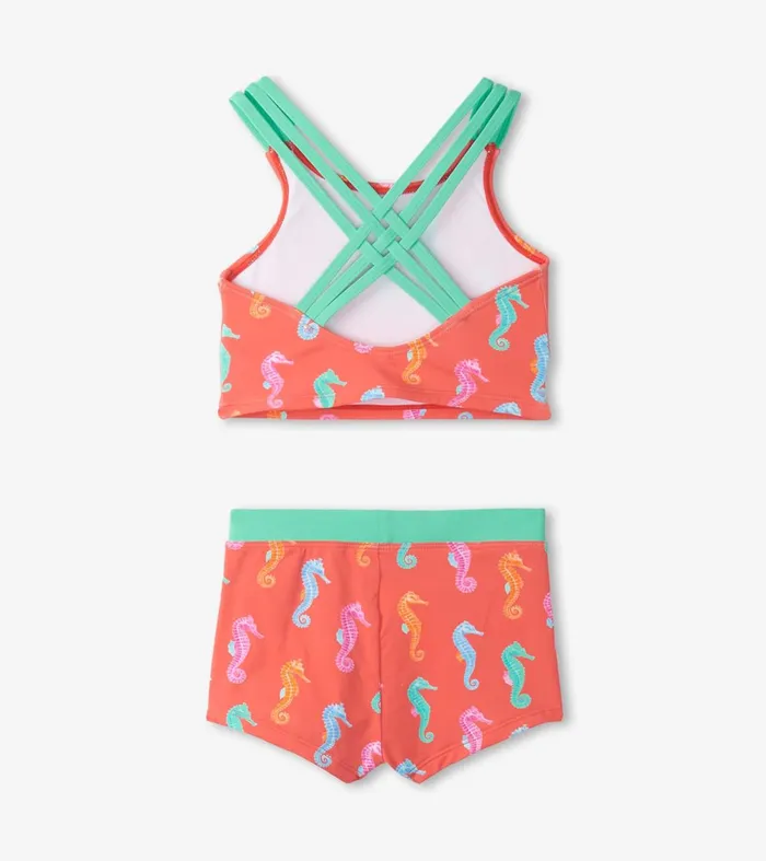 Swimwear Girls Hatley Girls Painted Seahorse TwoPiece Crop Top Bikini Set