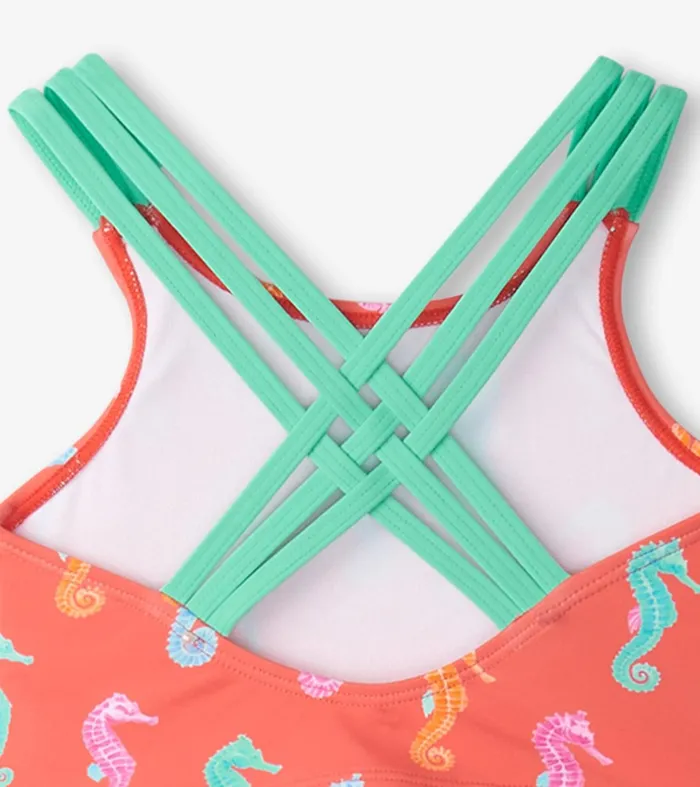 Swimwear Girls Hatley Girls Painted Seahorse TwoPiece Crop Top Bikini Set
