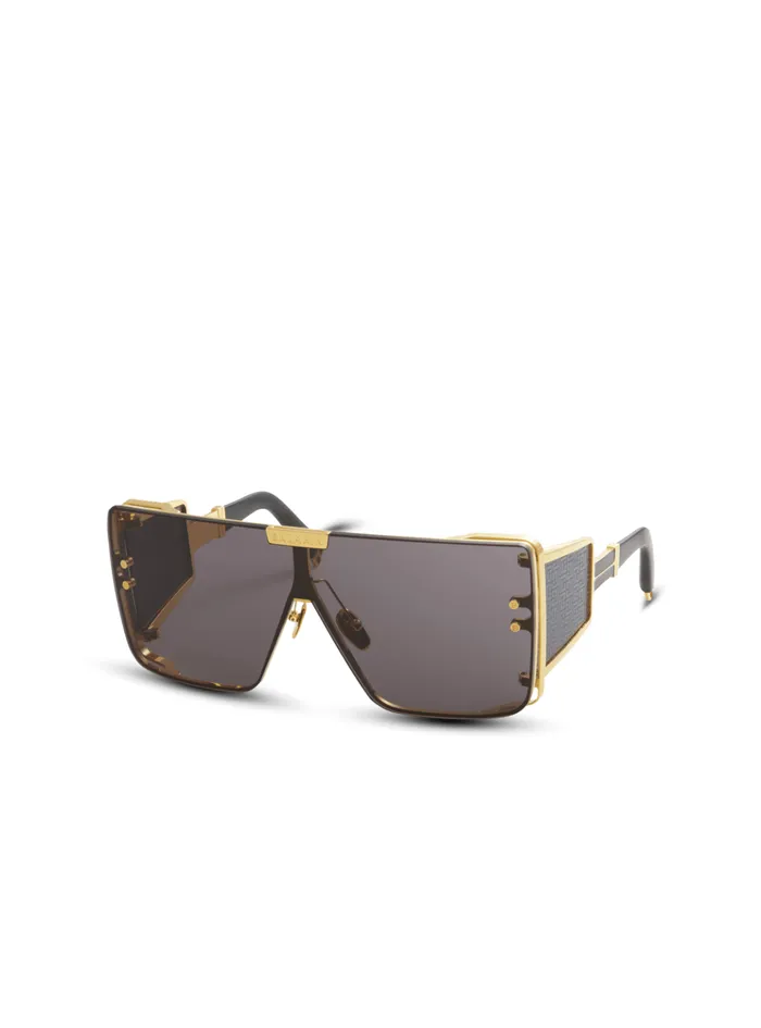 Titanium Shieldshaped Wonder Boy Sunglasses Black WomenMen Balmain Eyewear