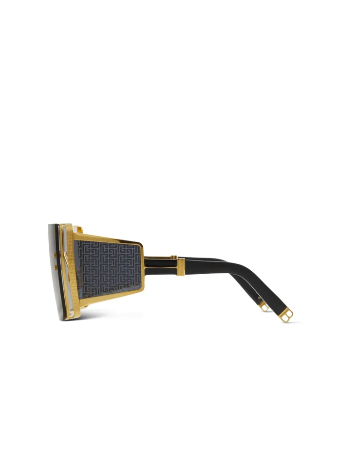 Titanium Shieldshaped Wonder Boy Sunglasses Black WomenMen Balmain Eyewear