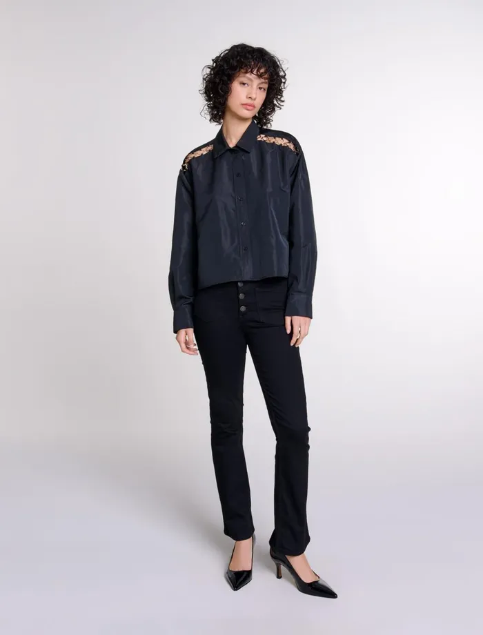 Tops and Shirts Women Maje Openwork Shirt Black