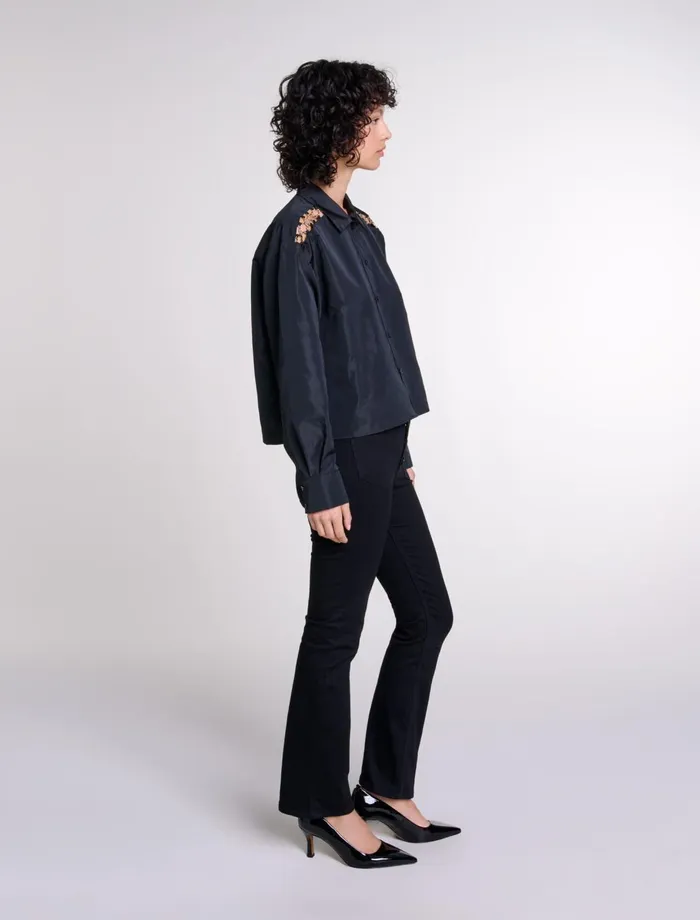 Tops and Shirts Women Maje Openwork Shirt Black