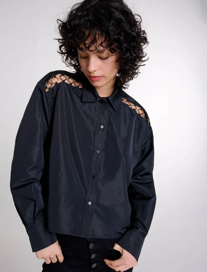 Tops and Shirts Women Maje Openwork Shirt Black