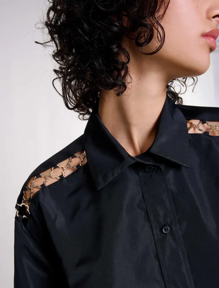 Tops and Shirts Women Maje Openwork Shirt Black