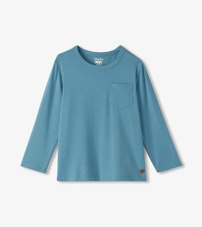 Tops Boys Hatley Boys Bluestone Long Sleeve Bamboo TShirt