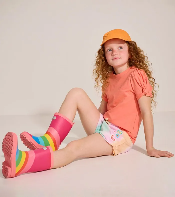 Tops Girls Hatley Girls Coral Twisted Sleeve Tee